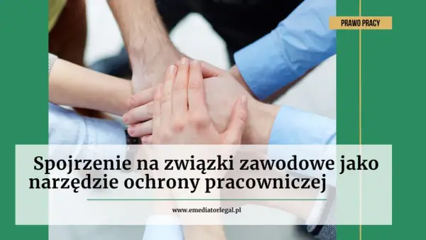 Dłonie splecione w geście jedności, symbolizujące siłę związku zawodowego w ochronie praw pracowniczych.