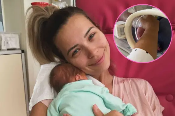 Sandra Kubicka urodziła! Szczęśliwa mama tuli noworodka, a w okienku widać jego maleńką rączkę.
