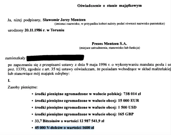 Sławomir Mentzen - Jak wygląda majątek i oświadczenie majątkowe?