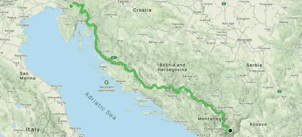 Trasa Via Dinarica biegnie przez Chorwację, Bośnię i Hercegowinę oraz Czarnogórę, od Triestu po Albanię.