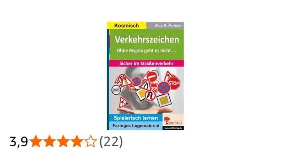 Buchcover "Verkehrszeichen" mit vielen Symbolen, ideal für die Grundschule. Spielerisch lernen im Straßenverkehr.