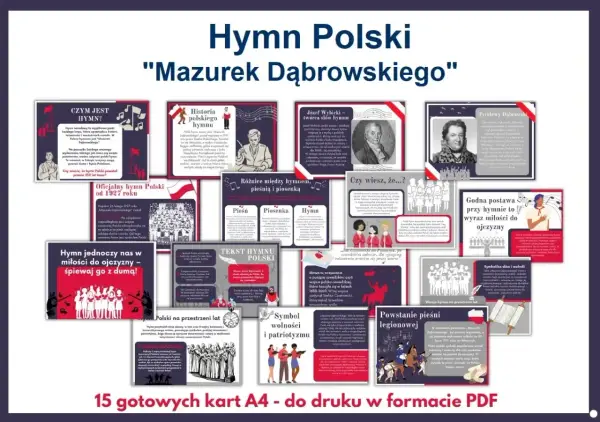 Hymn Polski "Mazurek Dąbrowskiego" - materiały edukacyjne o historii, symbolice i tekście hymnu narodowego.