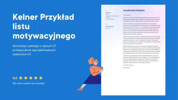 Przykładowy list motywacyjny kelnerki, podkreślający doświadczenie i pasję do obsługi gości.