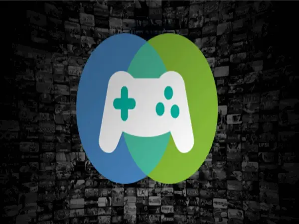 Ikona kontrolera gier na tle ścianki z okładkami gier Steam. Dowiedz się, jak udostępnić bibliotekę gier Steam.