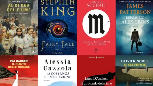 Copertine di libri: "La costanza è un'eccezione" di Alessia Gazzola, "Fairy Tale" di Stephen King, "Al di qua del fiume" di Alessandra Selmi, "Bersaglio Alex Cross" di James Patterson e altri.