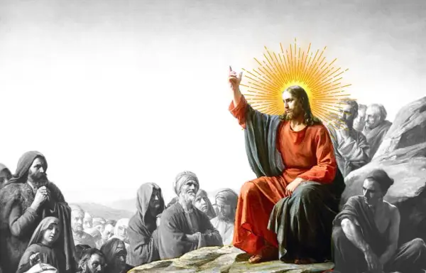 Jesus, the way, the truth, and the life, teaches a crowd.