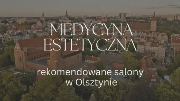 Widok z lotu ptaka na zamek i miasto z napisem "Medycyna Estetyczna".