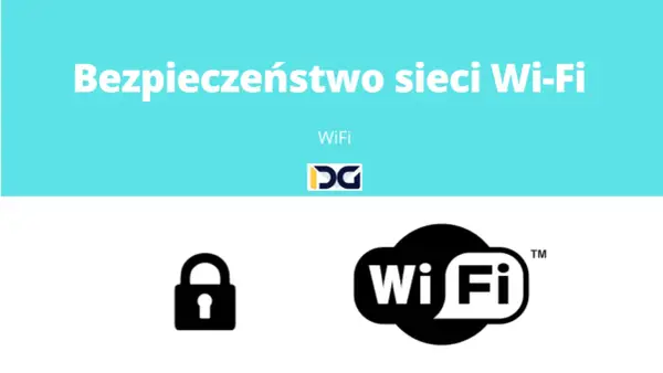 Ikona kłódki symbolizuje klucz zabezpieczeń sieciowych, obok logo Wi-Fi.