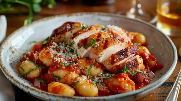 Sycący obiad - gnocchi z kurczakiem w sosie pomidorowym