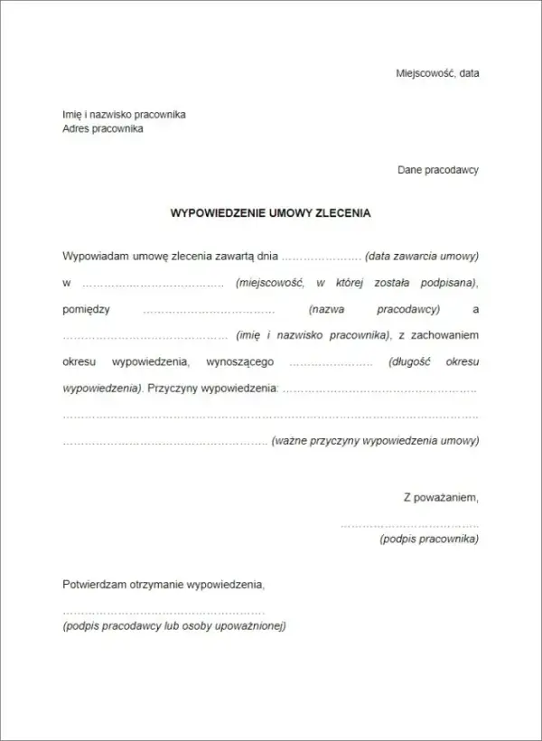Jak napisać wypowiedzenie umowy zlecenia: 8 kluczowych kroków