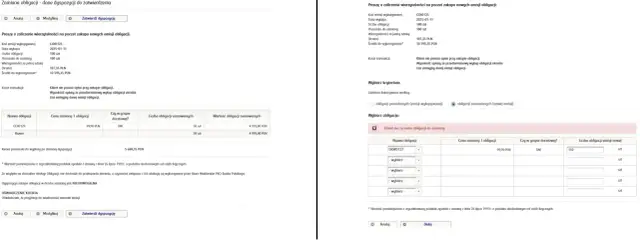 Podsumowanie transakcji zamiany obligacji, gdzie klient ma za mało obligacji do zamiany. Obliczenia uwzględniają podatek od obligacji.