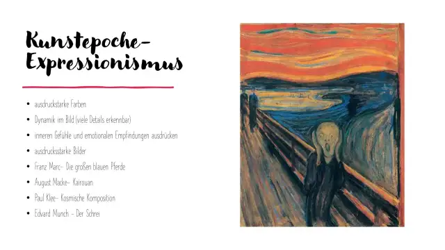 Gemälde "Der Schrei" von Edvard Munch mit expressionistischen Merkmalen.