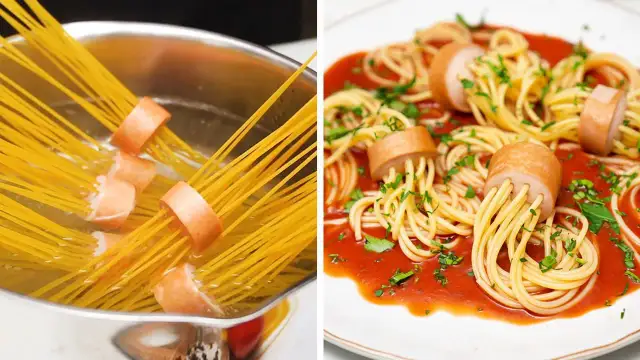 Parówki z makaronem spaghetti – łatwy przepis na pyszne danie