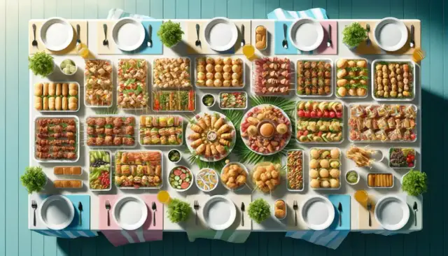 Mnóstwo pyszności na 18 urodziny: mini burgery, szaszłyki, koreczki, sałatki i przekąski. Idealne co do jedzenia na imprezę!
