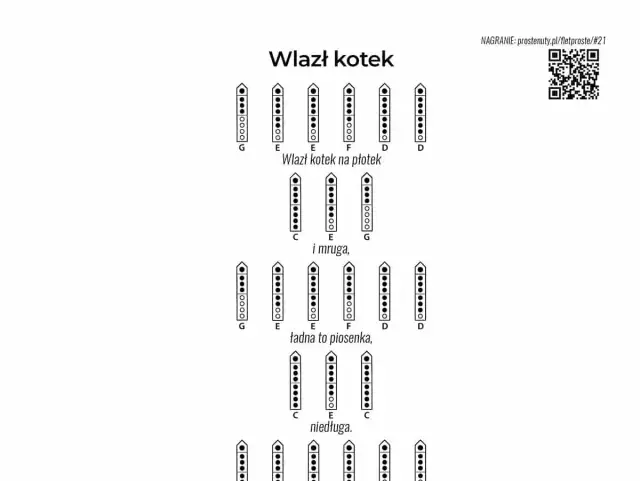 Wlazł kotek na płotek na flecie prostym: Zagraj bez nut!