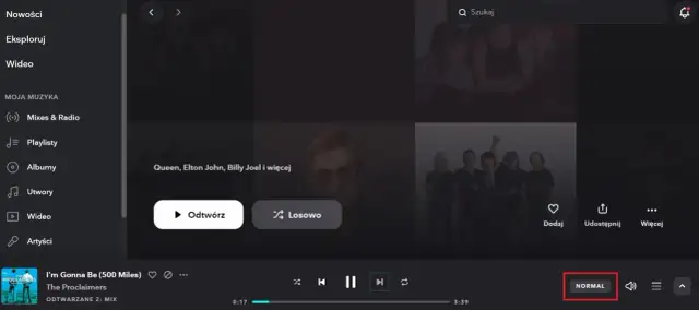 Ekran aplikacji muzycznej TIDAL z menu po lewej i okładkami albumów/artystów po prawej.