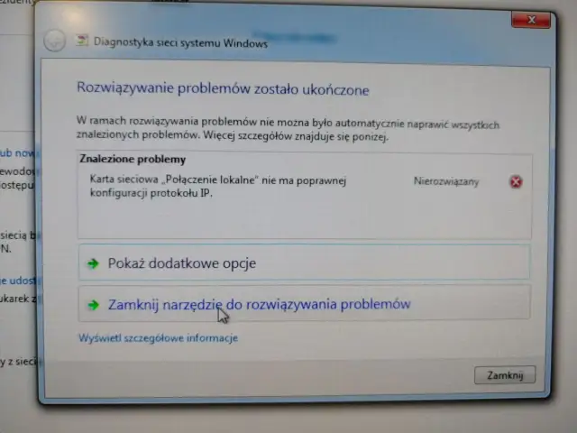 Karta sieciowa Ethernet nie ma poprawnej konfiguracji protokołu IP. Narzędzie diagnostyczne systemu Windows wykryło problem.