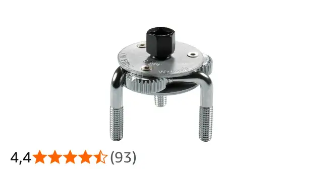 Ölfilter-Schlüssel mit drei Greifarmen und schwarzem Bit-Aufsatz.