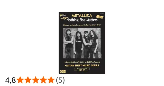 Okładka nut gitarowych z zespołem Metallica i tekstem "Nothing Else Matters".