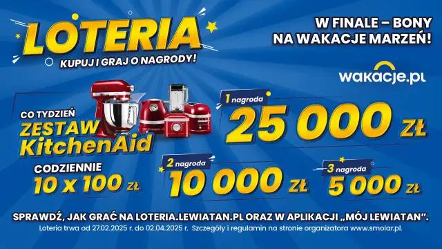 Loteria Lewiatan wyniki: wygraj zestawy KitchenAid, pieniądze i bony na wakacje marzeń! Sprawdź, jak grać.