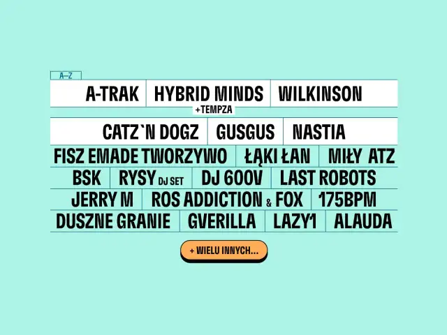 Lineup festiwalu: A-Trak, Hybrid Minds, Wilkinson, Catz'n Dogz, GusGus, Nastia, Fisz Emade Tworzywo, Łąki Łan, Miły Atz, BSK, Rysy, DJ 600V, Last Robots, Jerry M, Ros Addiction & Fox, 175bpm, Duszne Granie, Gverilla, Lazy1, Alauda i wielu innych.