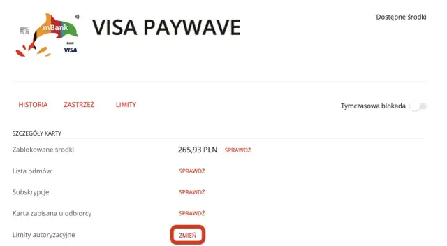 Karta mBank Visa Paywave. Zobacz szczegóły i jak zwiekszyc limit mbank. Zmien limity autoryzacyjne.