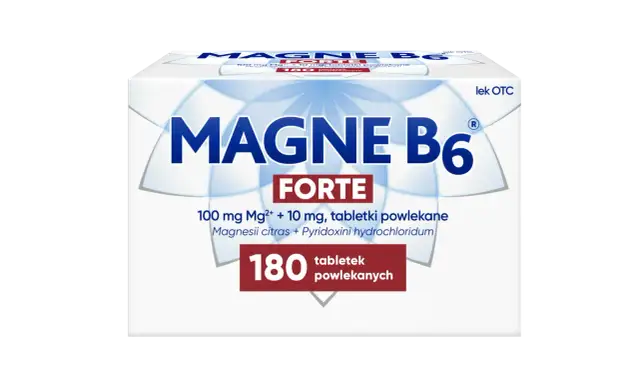 Opakowanie leku Magne B6 Forte 180 tabletek powlekanych.