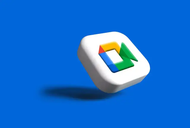 Ikona Google Meet na białym tle, symbolizująca wideokonferencje w telefonie.
