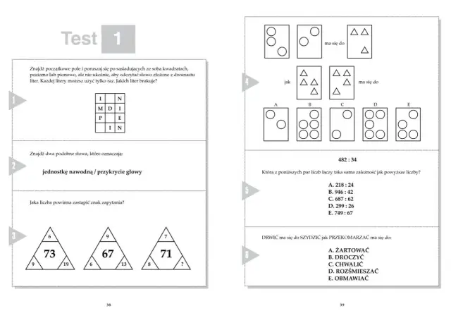 Test 1: zagadka nie do rozwiązania z literami, słowami i liczbami.