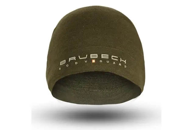 Czapka Brubeck z wełny merino w kolorze khaki, idealna na chłodne dni.