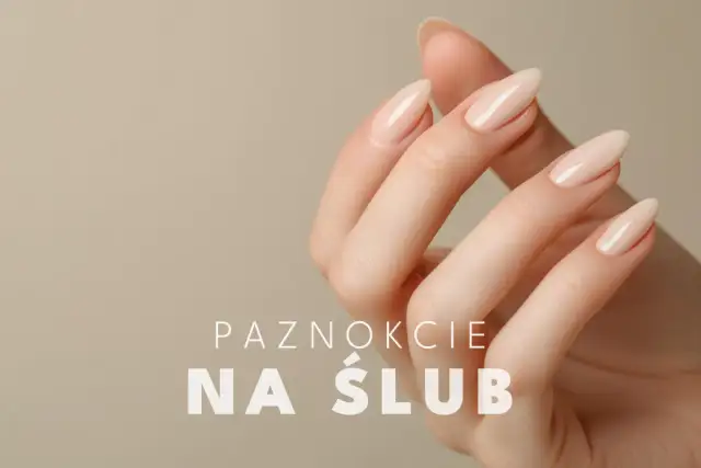 Delikatne, beżowe paznokcie ślubne na dłoniach, idealne na ten wyjątkowy dzień.