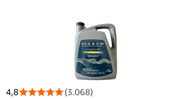 Graue Ölkanister mit VW-Konzernlogos und der Aufschrift "LongLife III FE SAE 0W-30".