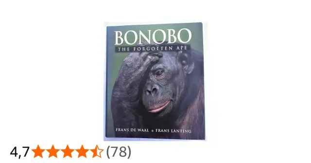 Okładka książki "Bonobo: The Forgotten Ape" z wizerunkiem małpy.