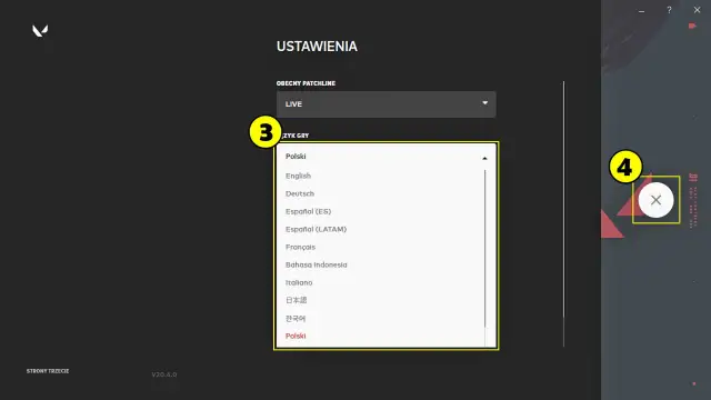 Ustawienia gry, wybór języka polskiego. Vanguard po polsku gotowy do gry!