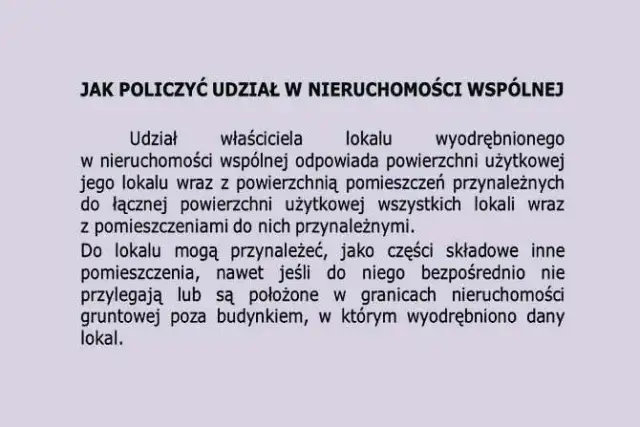 Jak oblicza się udział w nieruchomości wspólnej zgodnie z prawem?