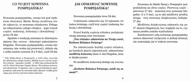 Jak odmawiać nowennę pompejańską: 54 dni modlitwy, 15 tajemnic różańcowych dziennie. Modlitwa prośby i dziękczynienia.