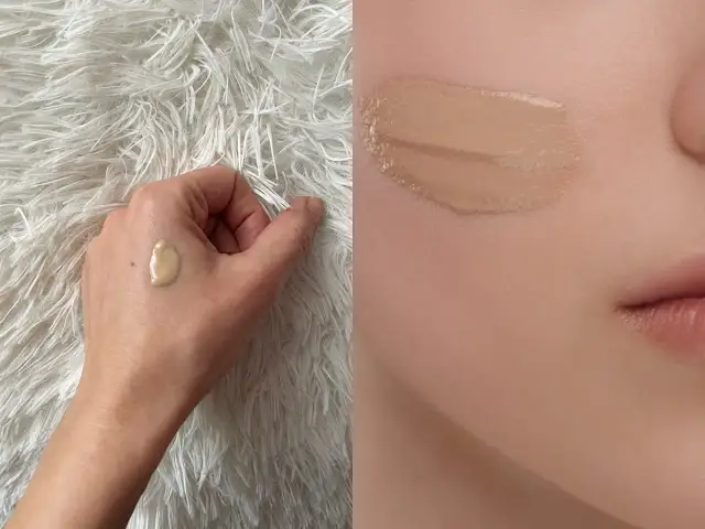 Lirene fluid kryjący kamuflujący niedoskonałości. Test koloru na dłoni i twarzy.