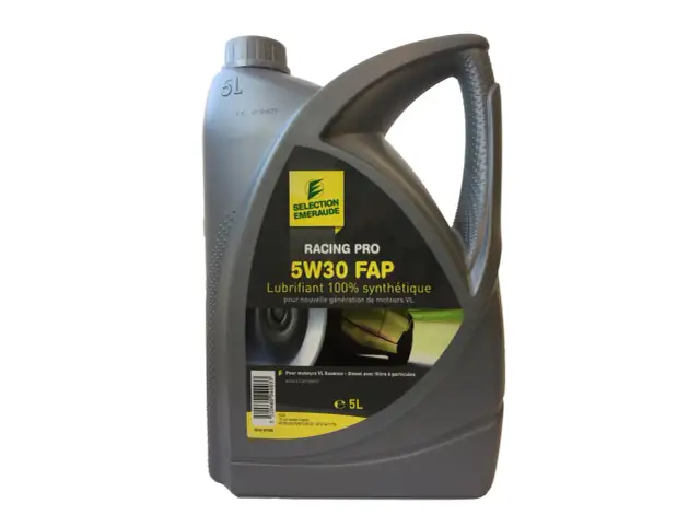 Bidon d'huile moteur 5L "RACING PRO 5W30 FAP" de Selection Emeraude.