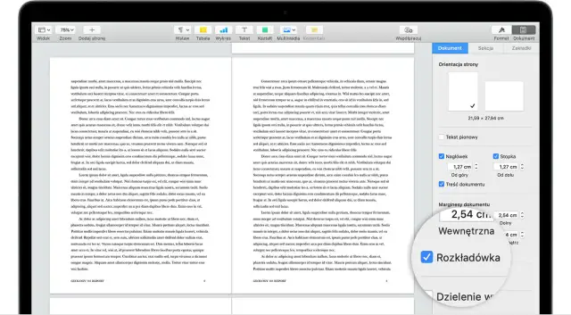Programy do pisania na tablecie, z widocznym menu formatowania dokumentu i tekstem.