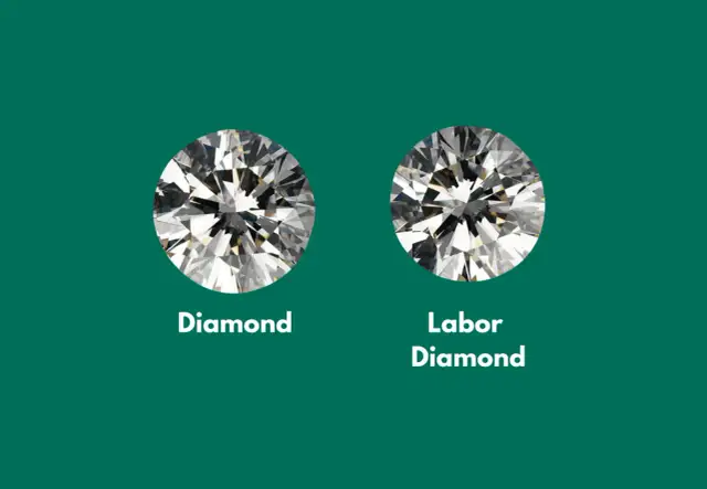 Zwei Diamanten nebeneinander. Links ein "Diamond", rechts ein "Labor Diamond". Die Wahl für ethische Diamanten ist wichtig.