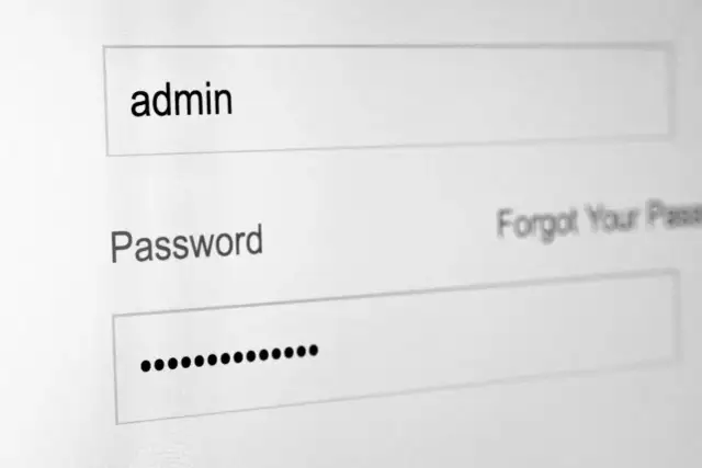 Formularz logowania: pole "admin", pole "Password" z kropkami, opcja "Forgot Your Pass". Weryfikacja konta Google.