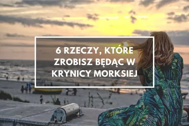 Zachód słońca nad morzem, kobieta w sukience w liście. Czy warto jechać do Krynicy Morskiej? 6 rzeczy, które zrobisz będąc tam.