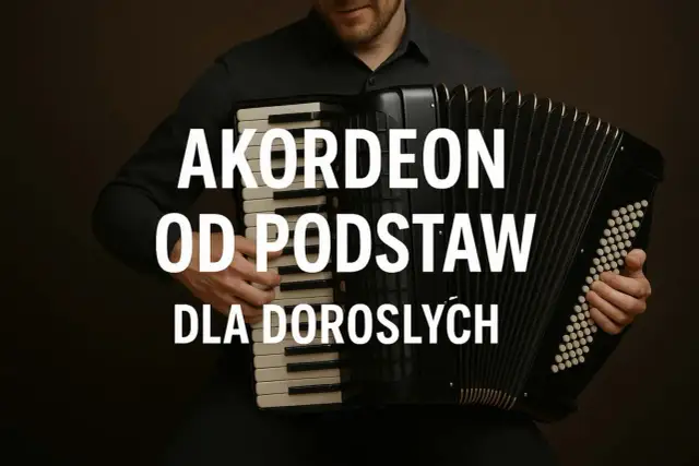 Mężczyzna gra na akordeonie. Piękna gra na akordeonie od podstaw dla dorosłych.