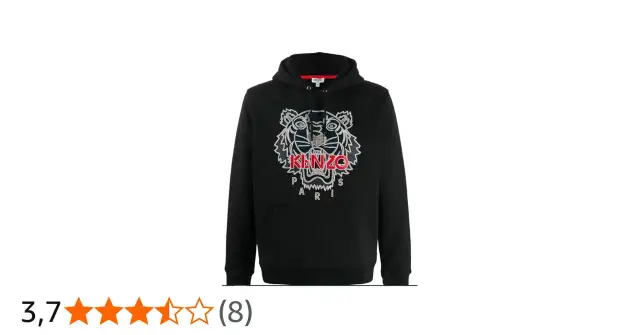 Czarna bluza z kapturem Kenzo z wyrazistym, haftowanym tygrysem i logo marki.