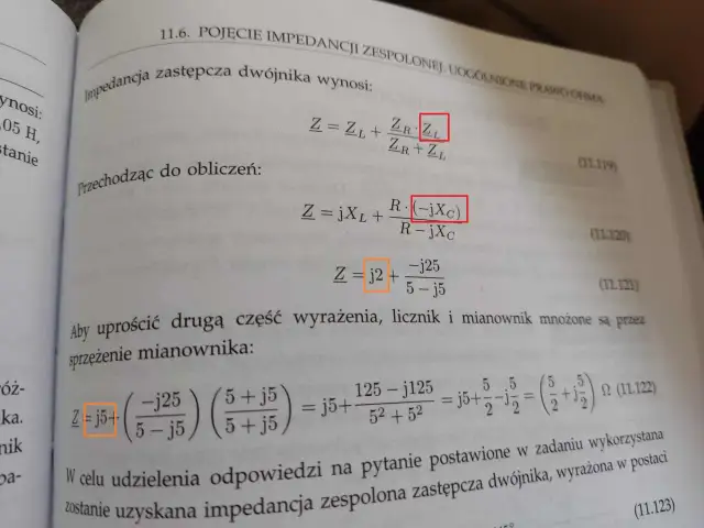 Obliczenia pokazują, jak wyznaczyć impedancję zastępczą dwójnika, stosując wzory i przekształcenia.