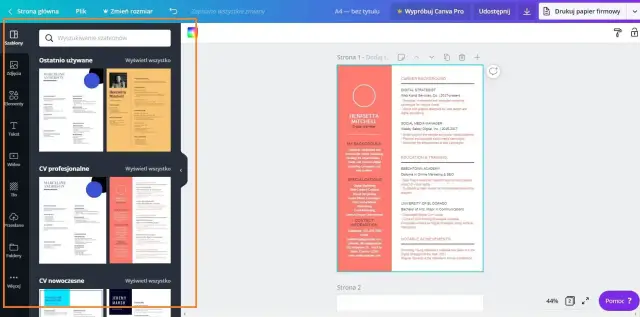 Szablony CV w programie Canva pomogą Ci stworzyć profesjonalny dokument.