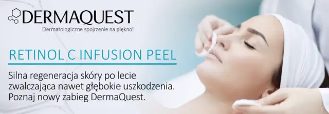 Kobieta przechodzi zabieg Retinol C Infusion Peel marki DermaQuest. Silna regeneracja skóry.