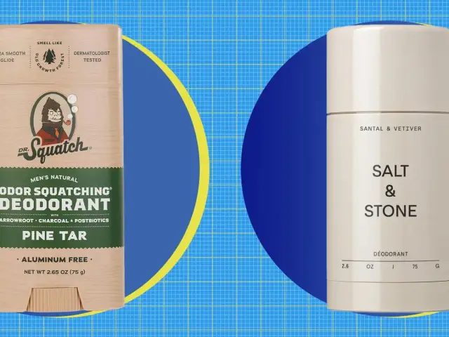 Dwa dezodoranty: Dr. Squatch "Pine Tar" i Salt & Stone "Santal & Vetiver". Czy ałun co to? To naturalny składnik, którego nie ma w tych produktach.