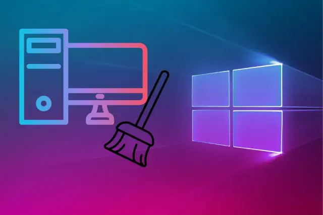 Ikona komputera i miotła symbolizują najlepszy program do czyszczenia komputera. Obok widnieje logo Windows.