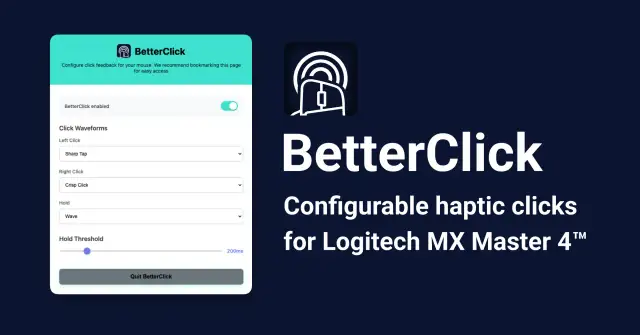 Ulepsz swoje kliknięcia myszą Logitech MX Master 4 dzięki konfigurowalnej haptyce. Wybierz własne fale dźwiękowe dla lewego i prawego kliknięcia.